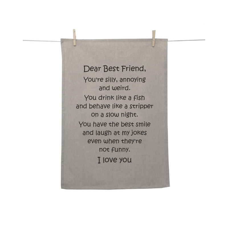 Karen Design Tea Towel Natural 'Dear best friend'