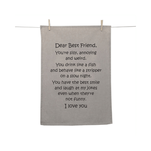 Karen Design Tea Towel Natural 'Dear best friend'