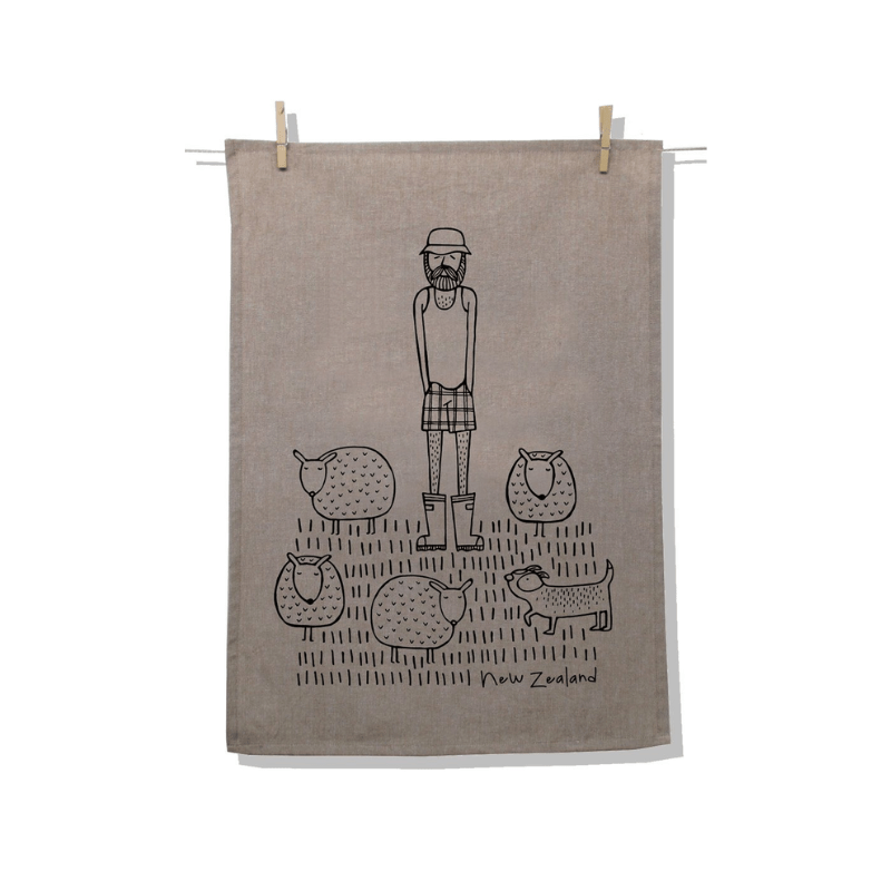 Karen Design Tea Towel Natural 'NZ Farmer'