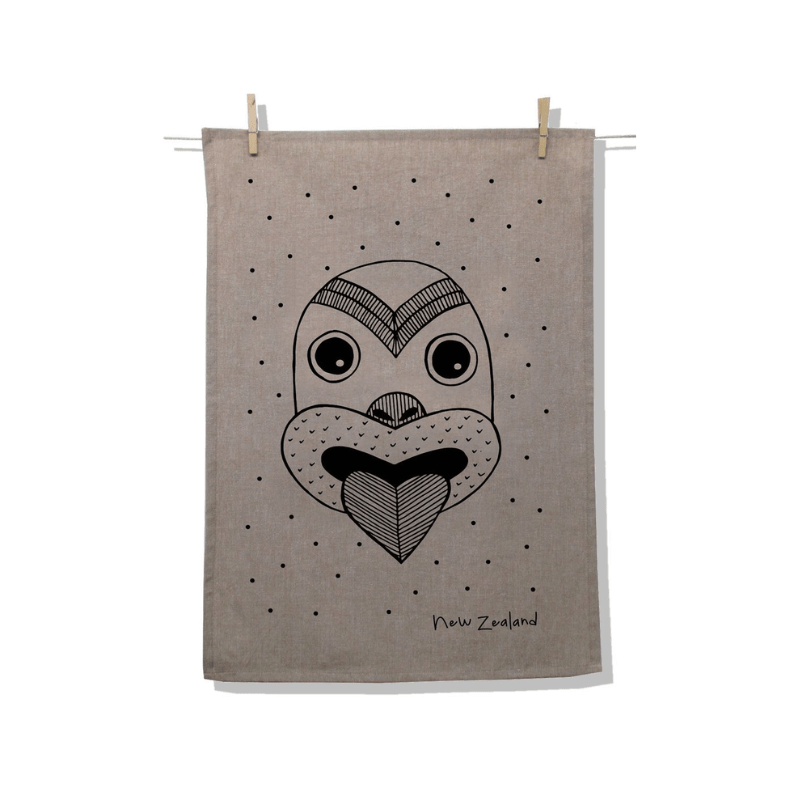 Karen Design Tea Towel Natural 'NZ Tiki'