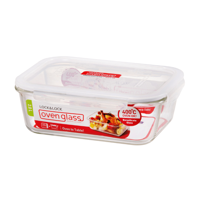 LocknLock Euro Glass Rectangular Container with Lid 2000ml