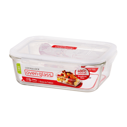 LocknLock Euro Glass Rectangular Container with Lid 2000ml