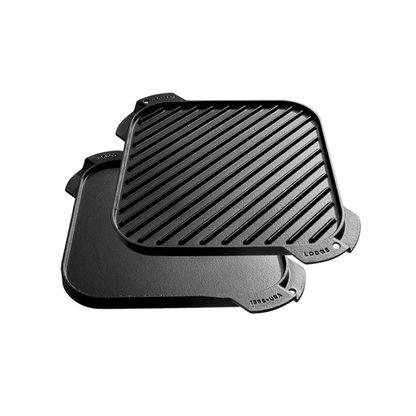 Lodge Cast Iron Single Burner Reversible Square Griddle 26cm