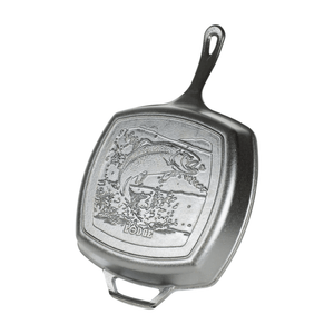 Lodge Wildlife Cast Iron Square Grill Pan Fish 26cm