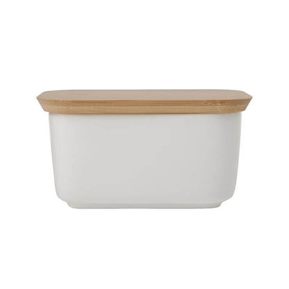 Maxwell & Williams White Basics Butter Dish Bamboo Lid The Homestore Auckland