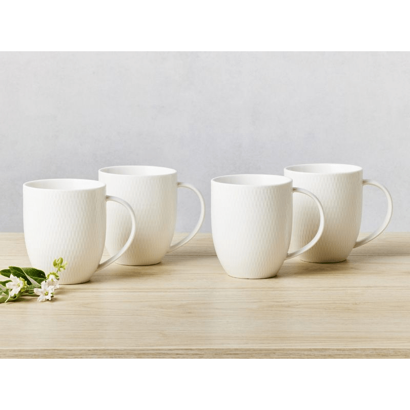 Maxwell & Williams White Basics Diamonds Coupe Mug 370ml Set of 4