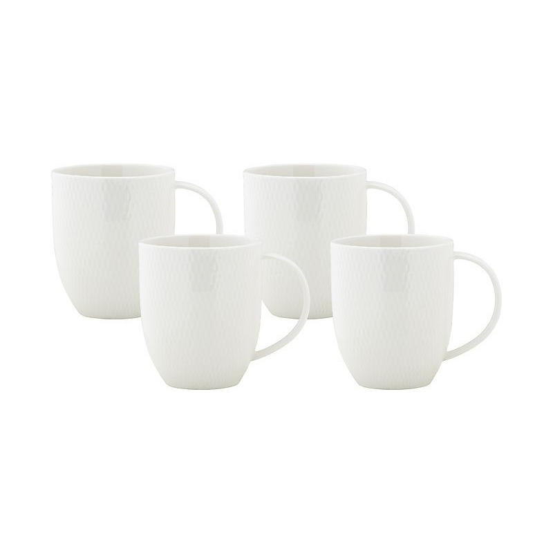 Maxwell & Williams White Basics Diamonds Coupe Mug 370ml Set of 4