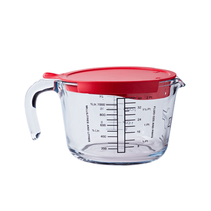 O'Cuisine Borosilicate Glass Measuring Jug with Lid 1L