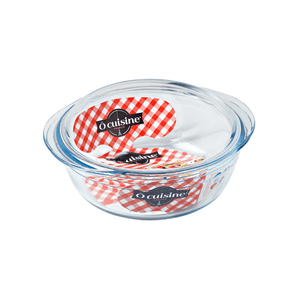 O'Cuisine Borosilicate Glass Round Casserole with Lid 27cm x 23cm 2.3L