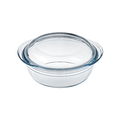 O'Cuisine Borosilicate Glass Round Casserole with Lid 27cm x 23cm 2.3L