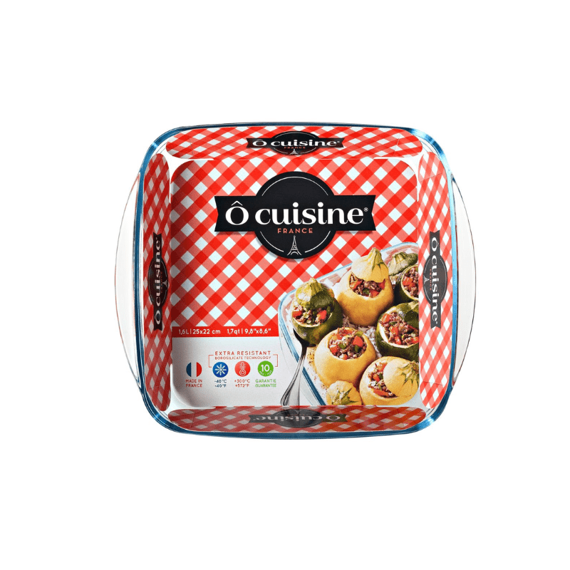 O'Cuisine Borosilicate Glass Square Roaster 25cm x 22cm 1.5L