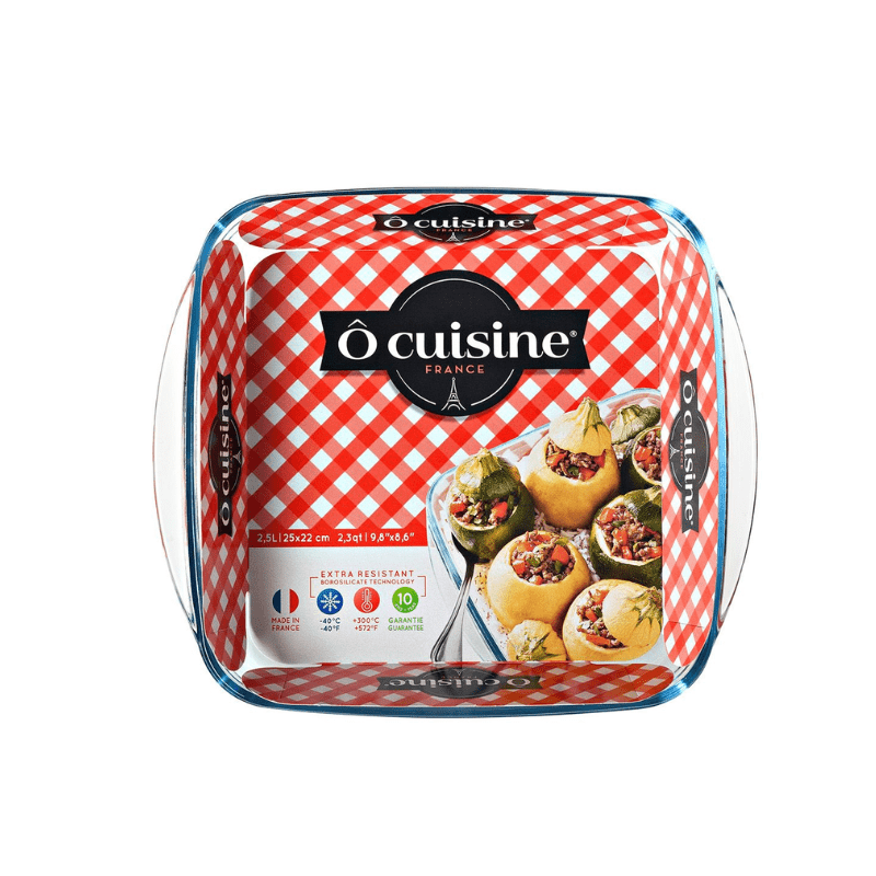 O'Cuisine Borosilicate Glass Square Roaster 25cm x 22cm 2.2L