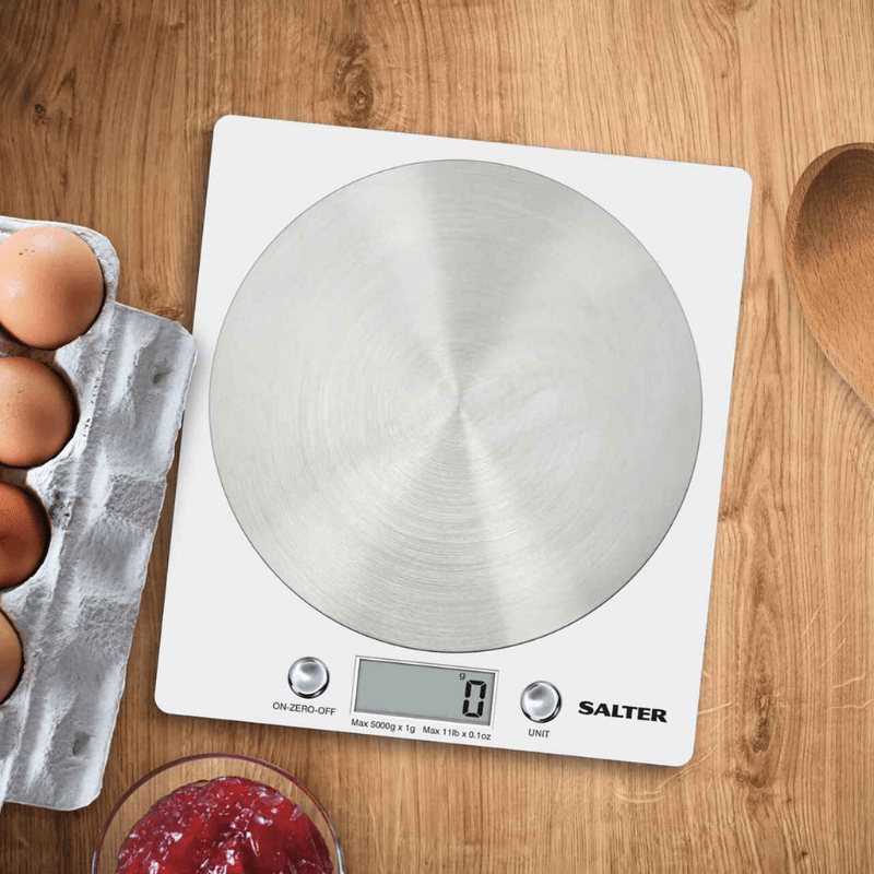 Salter Disc Electronic Kitchen Scale White 5kg Capacity The Homestore Auckland