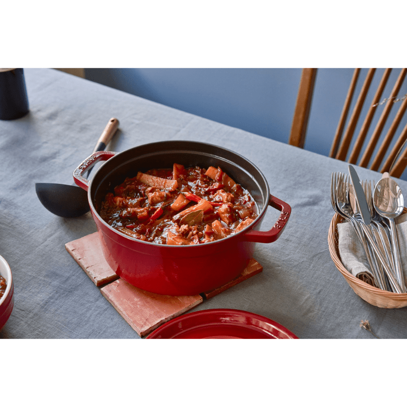 Staub Round Cocotte 28cm Cherry Red