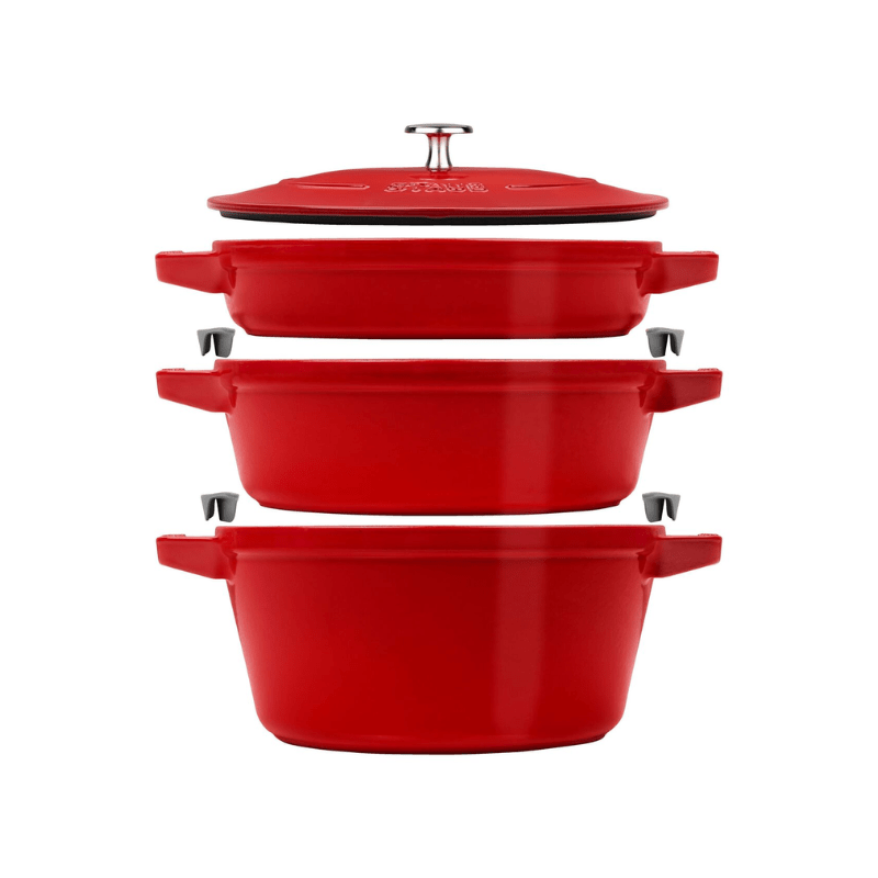Cookware Set Stackable Red Staub Stackable 24cm Cookware Set 4-Piece Cherry Red