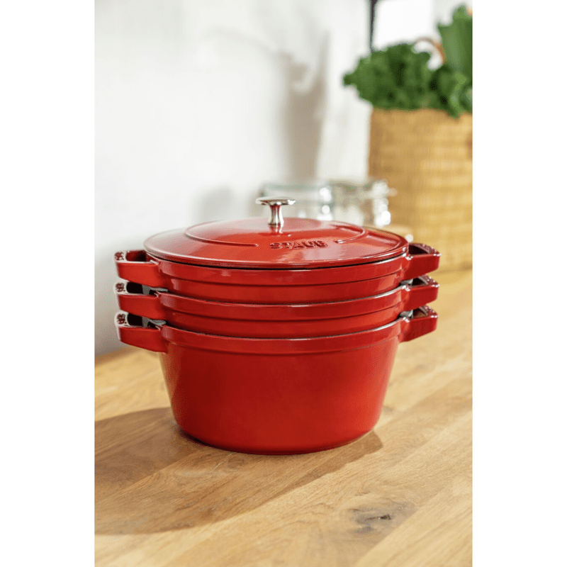 Staub Stackable 24cm Cookware Set 4-Piece Cherry Red The Homestore Auckland