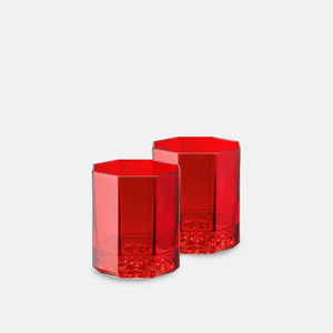 Versace Medusa Lumiére Red Set 2 Whiskey Glasses