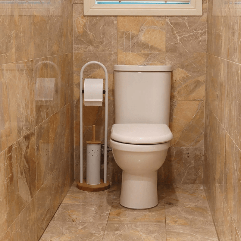 White Magic Eco Basics Toilet Roll Dispenser + Brush White The Homestore Auckland