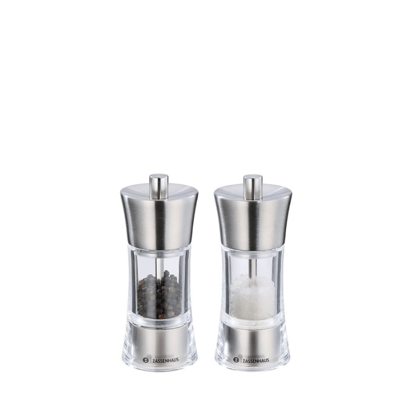 Zassenhaus Aachen Acrylic & Stainless Steel Salt & Pepper Mill 14cm Set