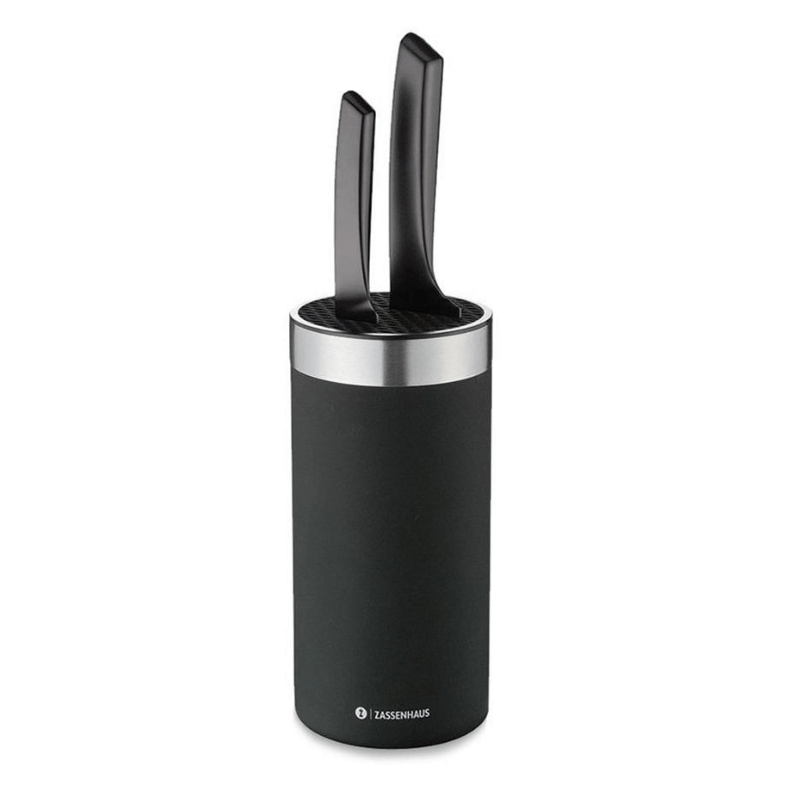 Zassenhaus Style Black & Stainless Steel Knife Block